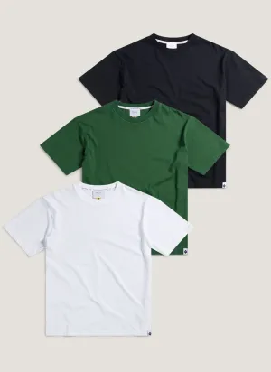 3 Pack Oversized T Shirts | Organic Cotton | White / Forest / Black