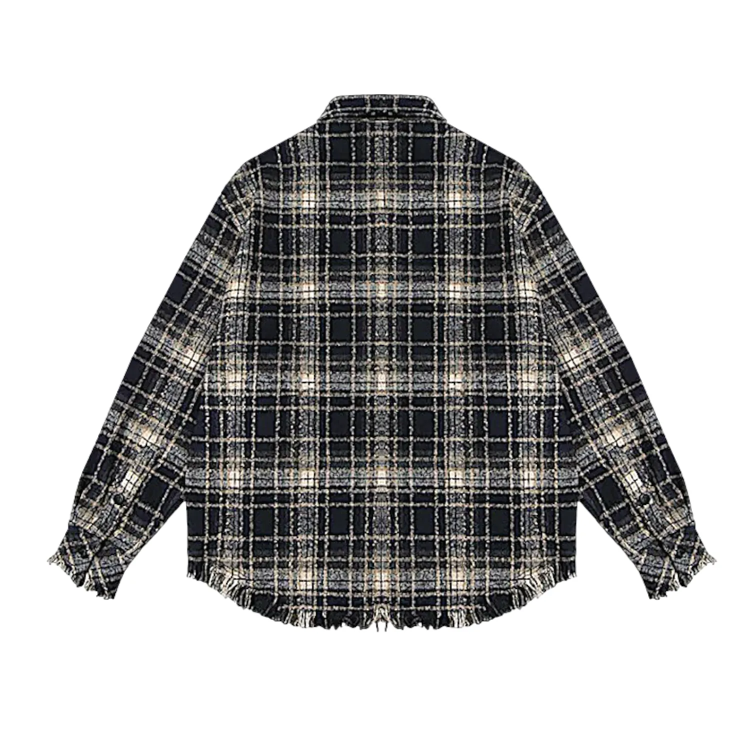 Baggy fit heavy flannel shirt jacket with frayed edge