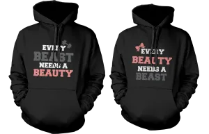 Beauty and Beast Need Each Other Couple Hoodies Cute Matching Outfit