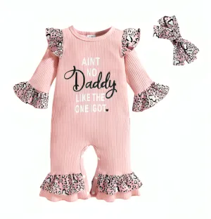 Best Daddy Leopard Print Baby Jumpsuit