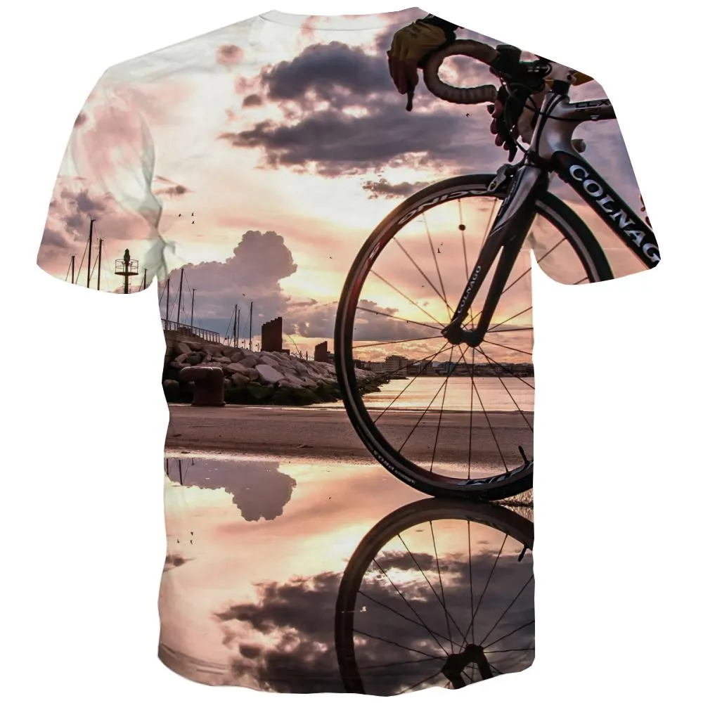 Bicycle T shirts Men Metal Tshirts Casual City T-shirts 3d Psychedelic Tshirt Printed