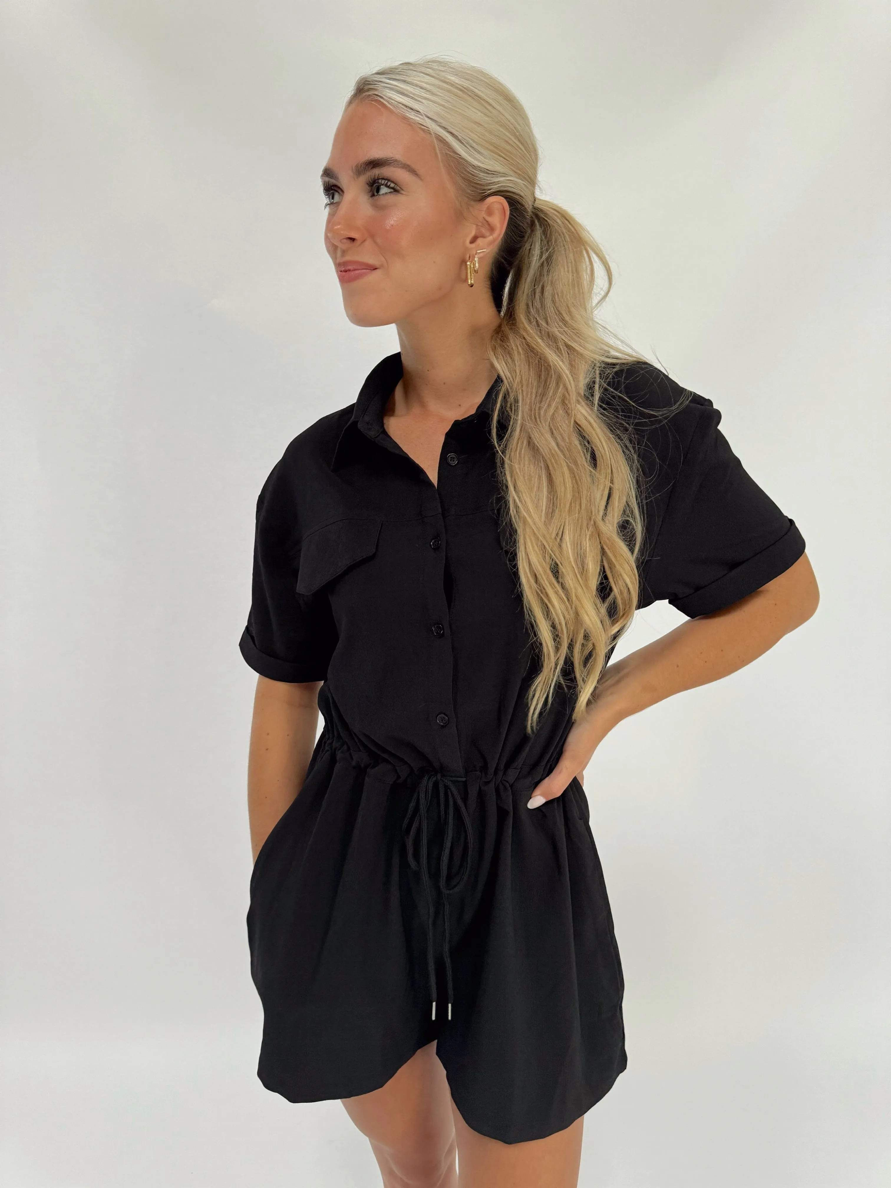 Black Button Down Romper