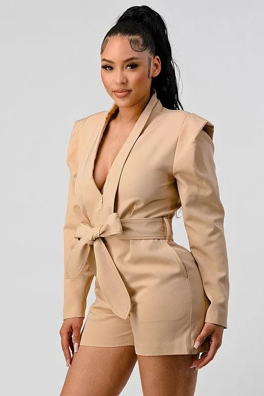 Blazer Romper with Belt