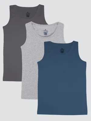 Boys Pack Of 3 Sleeveless Solid Vests