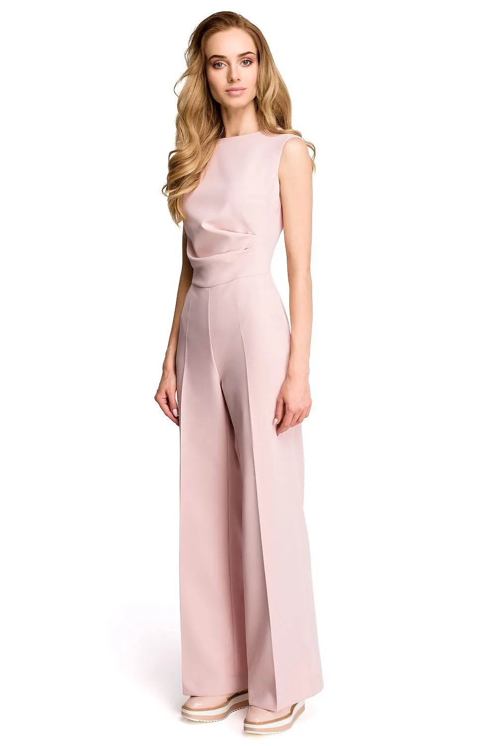 Chic Draped Jumpsuit with Flowing Wide-Leg Design - Stylish & Adaptive