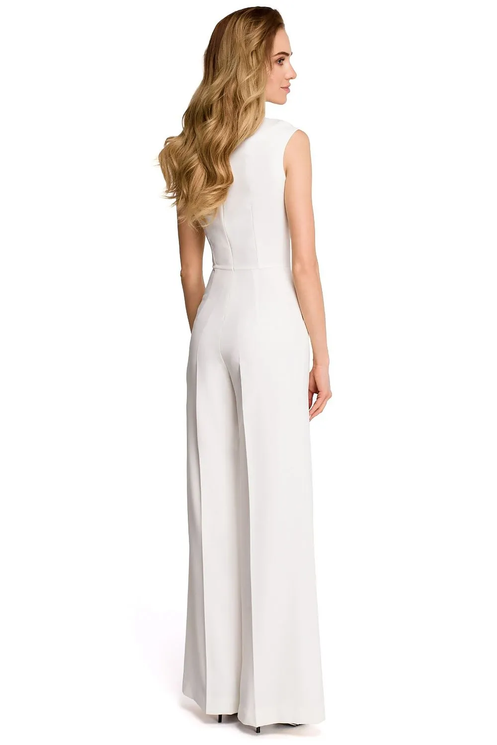 Chic Draped Jumpsuit with Flowing Wide-Leg Design - Stylish & Adaptive