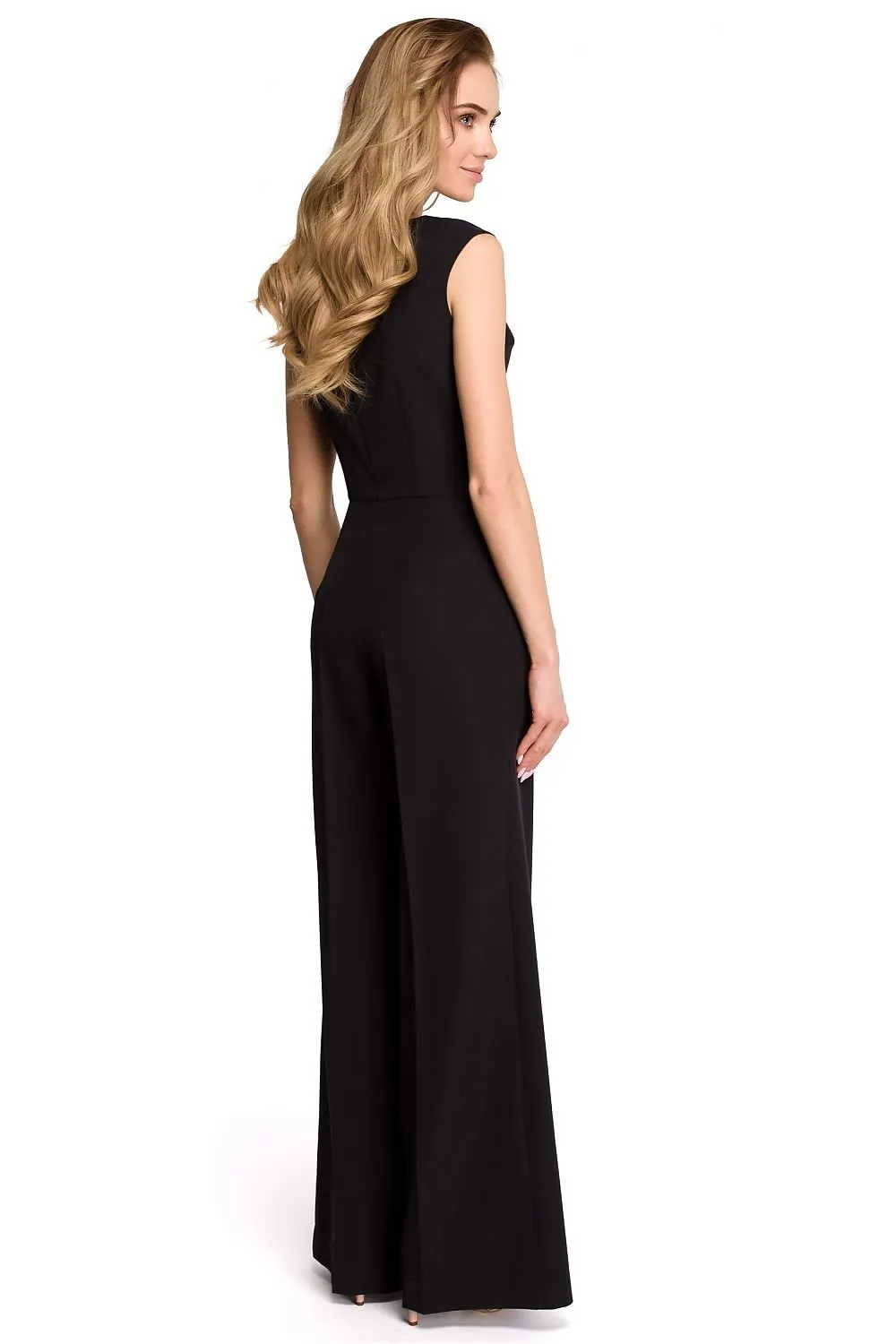 Chic Draped Jumpsuit with Flowing Wide-Leg Design - Stylish & Adaptive