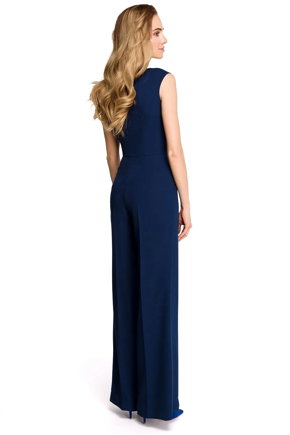 Chic Draped Jumpsuit with Flowing Wide-Leg Design - Stylish & Adaptive