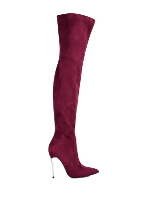 Chic High-Knee Stiletto Boots in Luxurious Stretch Suede