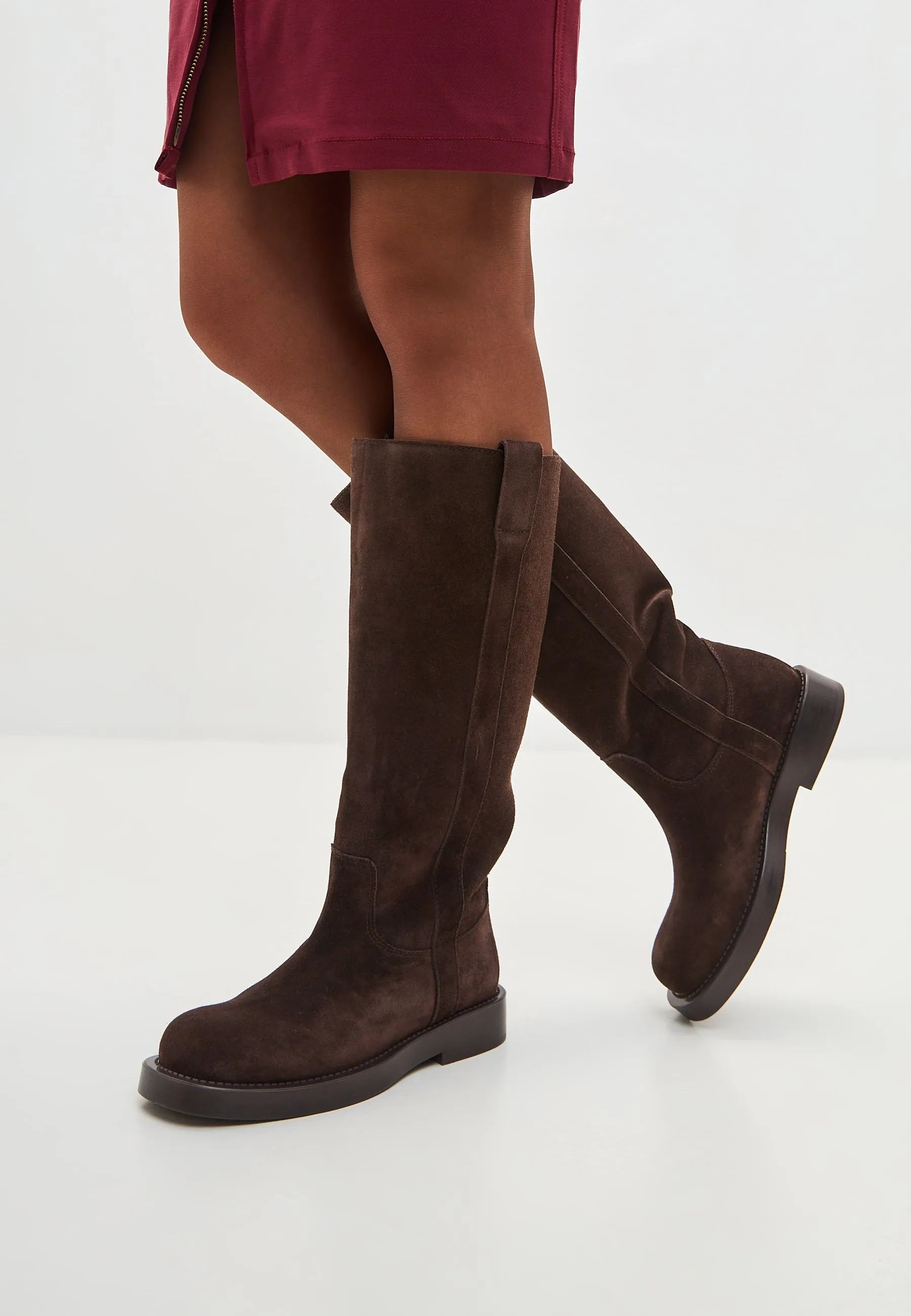 Classic Leather Knee-High Boots Ari - Brown