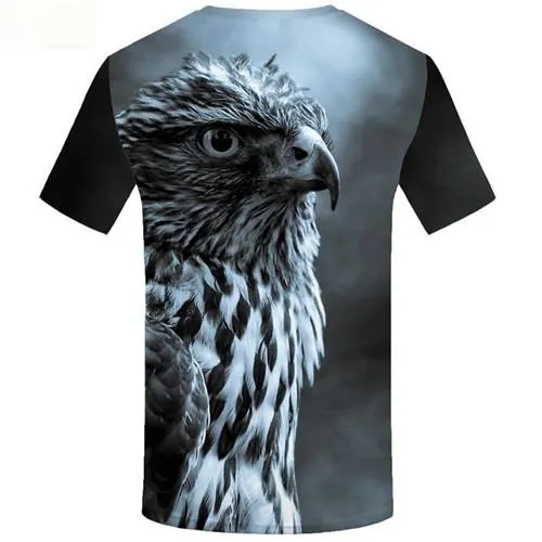 Eagle T shirts Men Feather Tshirts Casual Gray Tshirt Printed Space T shirts Funny Animal T-shirts Graphic Short Sleeve T shirts