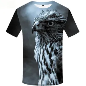 Eagle T shirts Men Feather Tshirts Casual Gray Tshirt Printed Space T shirts Funny Animal T-shirts Graphic Short Sleeve T shirts