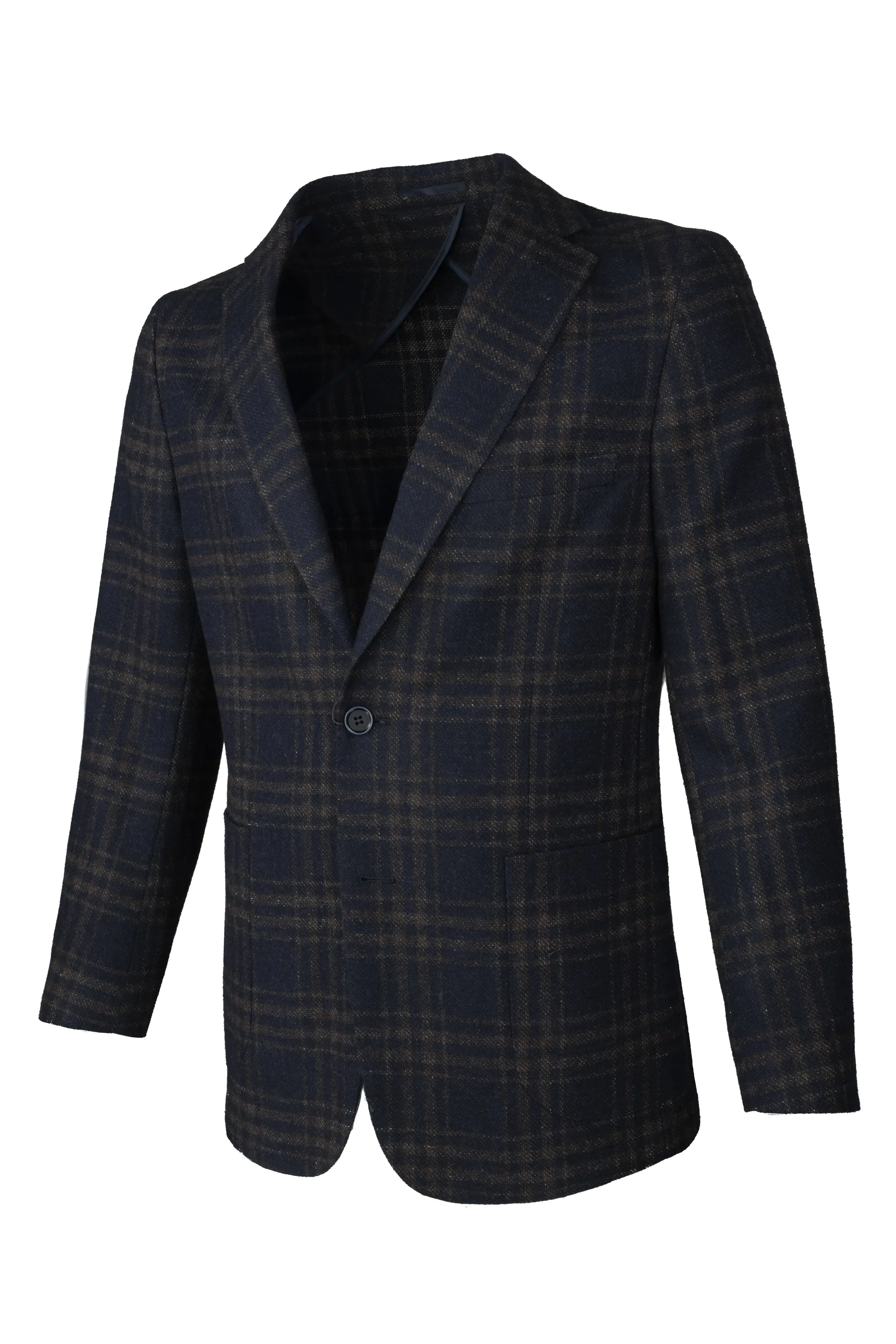 Enzo Wool Soft Jacket - Navy Plaid