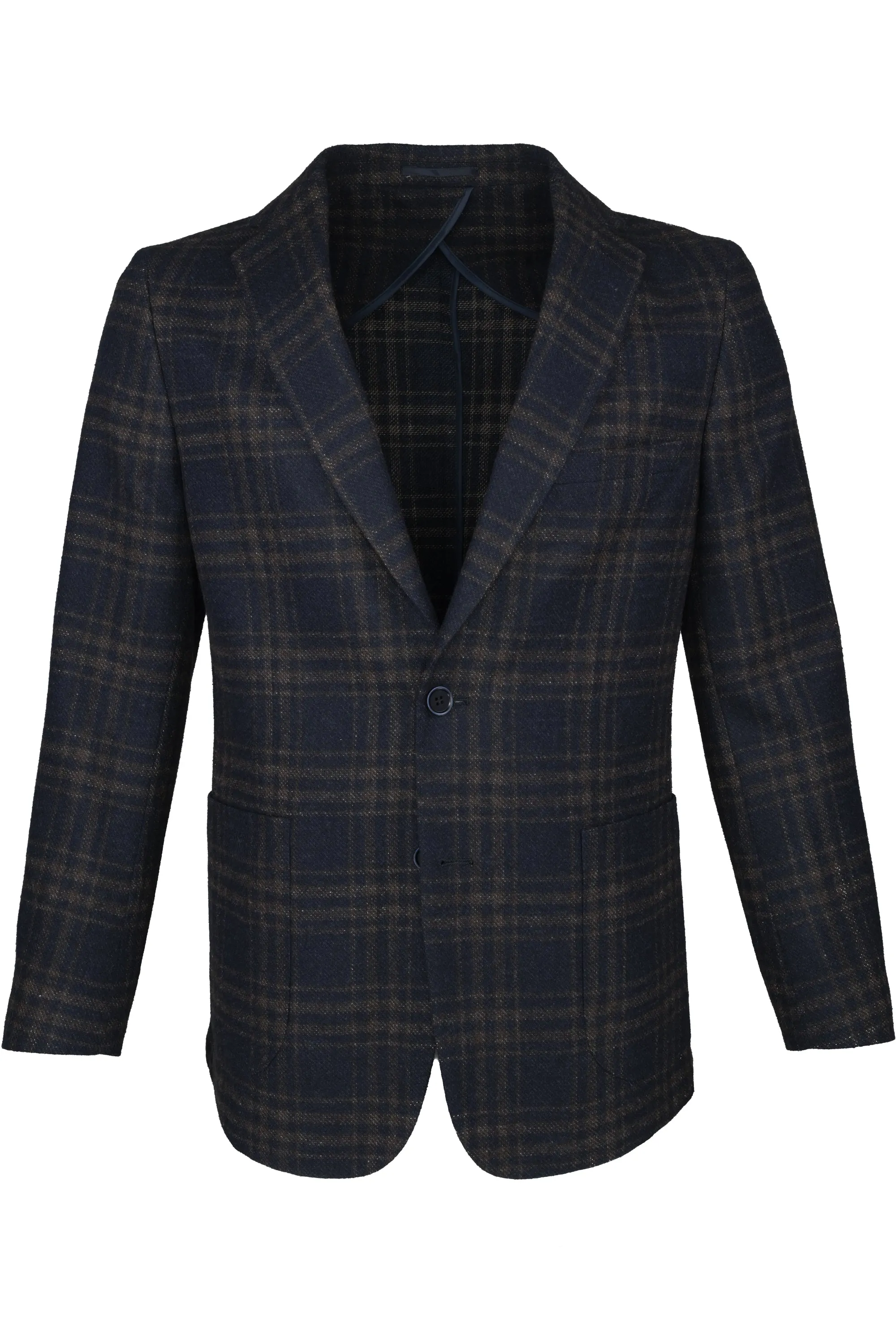 Enzo Wool Soft Jacket - Navy Plaid