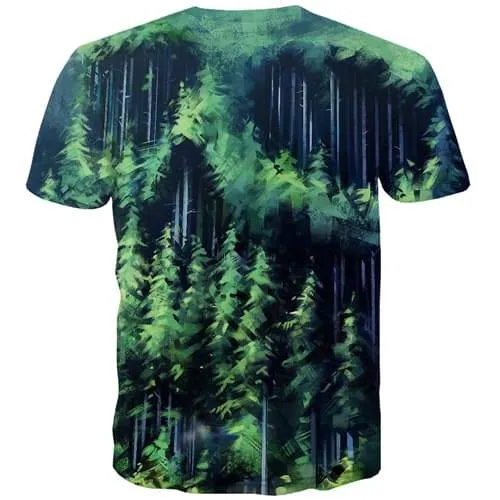 Forest T shirts Men Graffiti Tshirts Casual Psychedelic T-shirts Graphic Green Tshirt Anime Abstract T-shirts 3d Short Sleeve