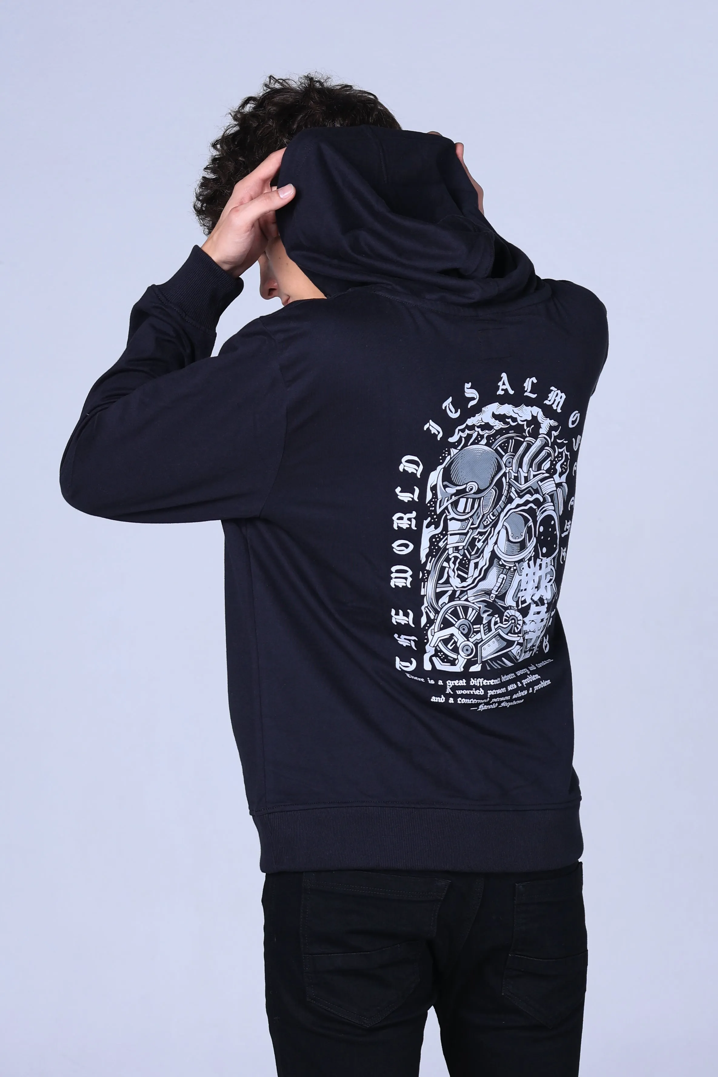 Jack Russel - Men Hoddies - Handwerk HD-103 Robot Design Black/ Grey