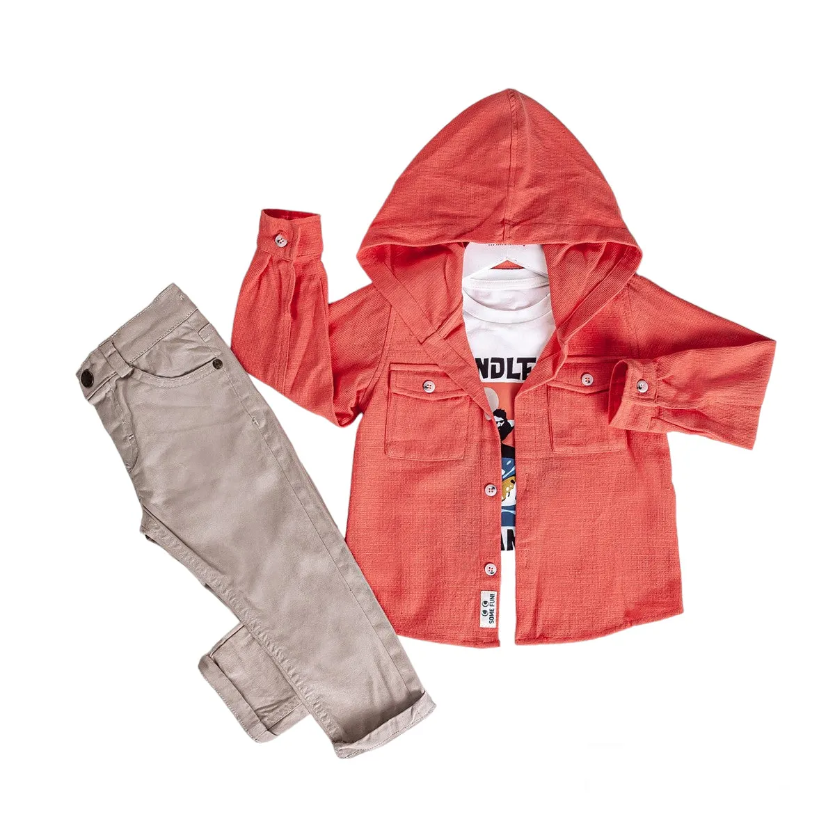 Little Boys' Comfortable and Stylish Hoodie Jacket, Pants and T-Shirt 3-Piece Set