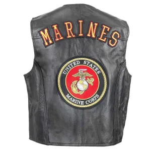 Men's 3002 U.S. Marines Leather Vest Officially Licensed Product