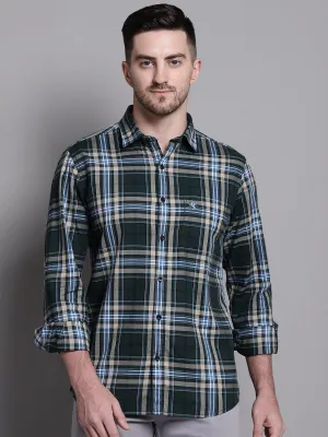 Men's Dark Green Casual Big Checks Full Sleeve Shirt