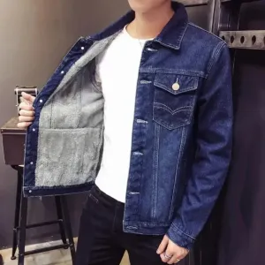 Men's quilted denim wool jacket