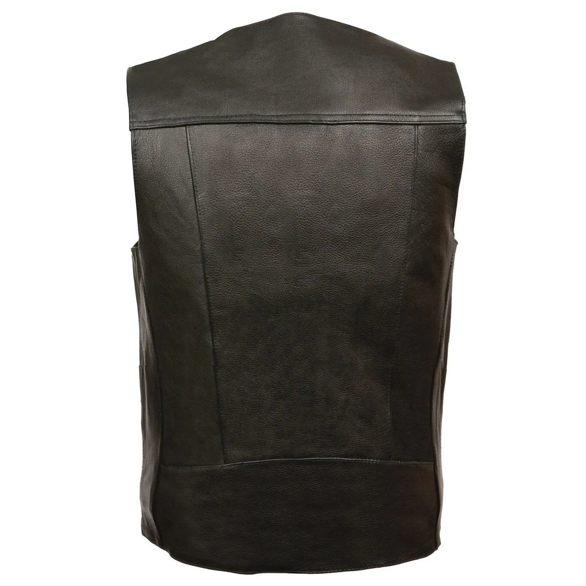 Milwaukee Leather ML1368 Men's Black Premium Leather V-Neck Motorcycle Rider Vest w/ Buffalo Nickel Snaps Closure