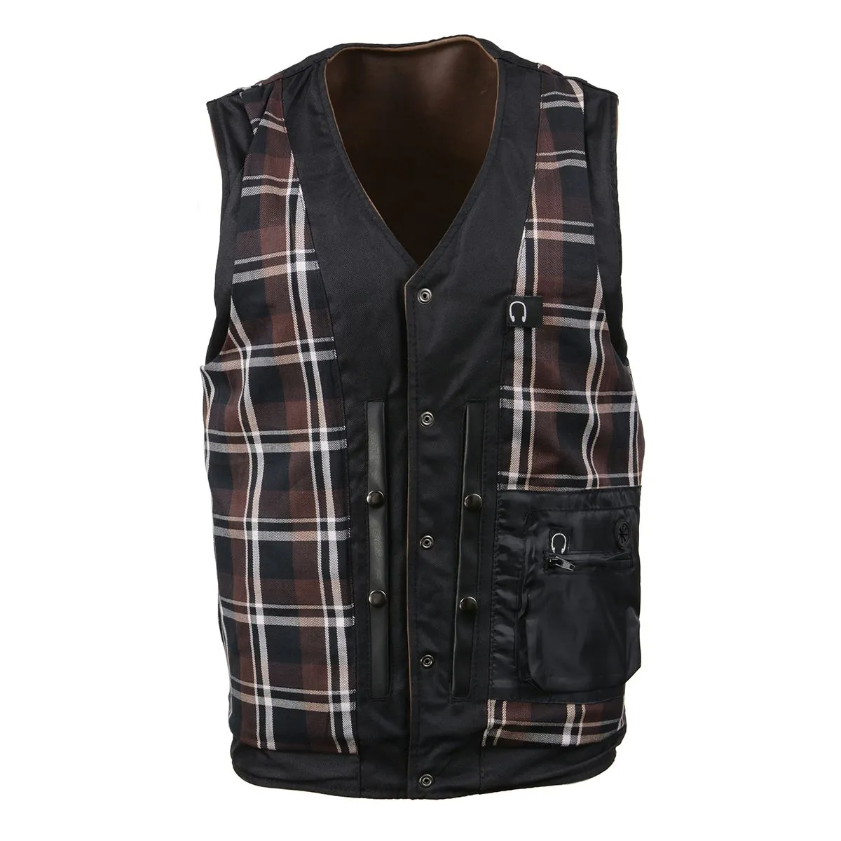 Milwaukee Leather MLM3518 Men's Gambler Snap Front Vintage Crazy Horse Brown Motorcycle Leather Vest