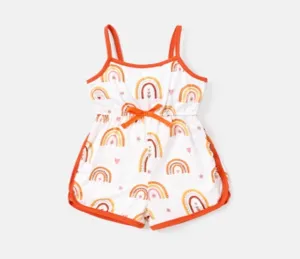 Naia Toddler Girl Rainbow Print Bowknot Design Slip Rompers