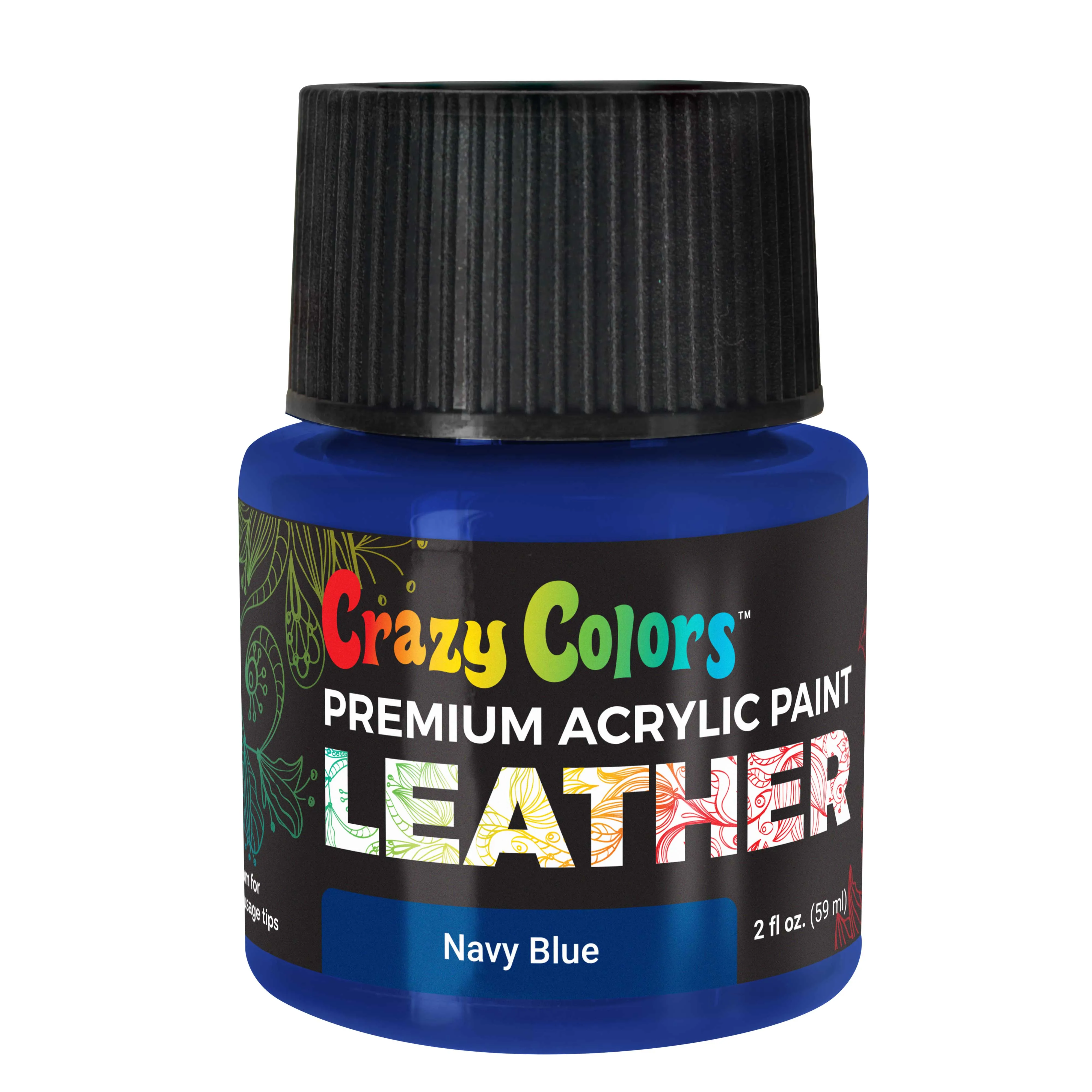 Navy Blue Premium Acrylic Leather and Shoe Paint, 2 oz Bottle - Flexible, Crack, Scratch, Peel Resistant - Artist Create Custom Sneakers, Jackets, Bags, Purses, Furniture Artwork