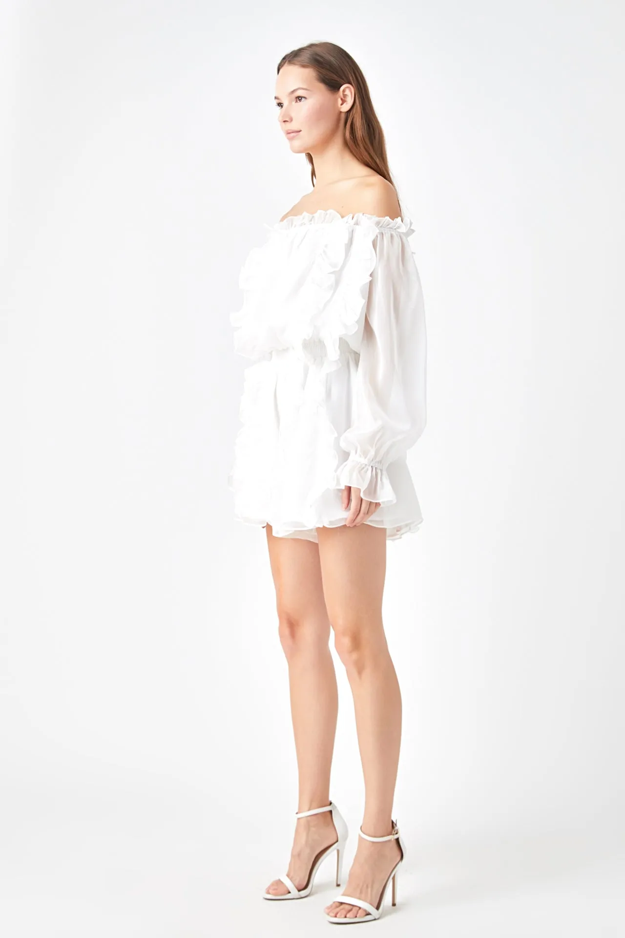 Off the Shoulder Ruffled Romper