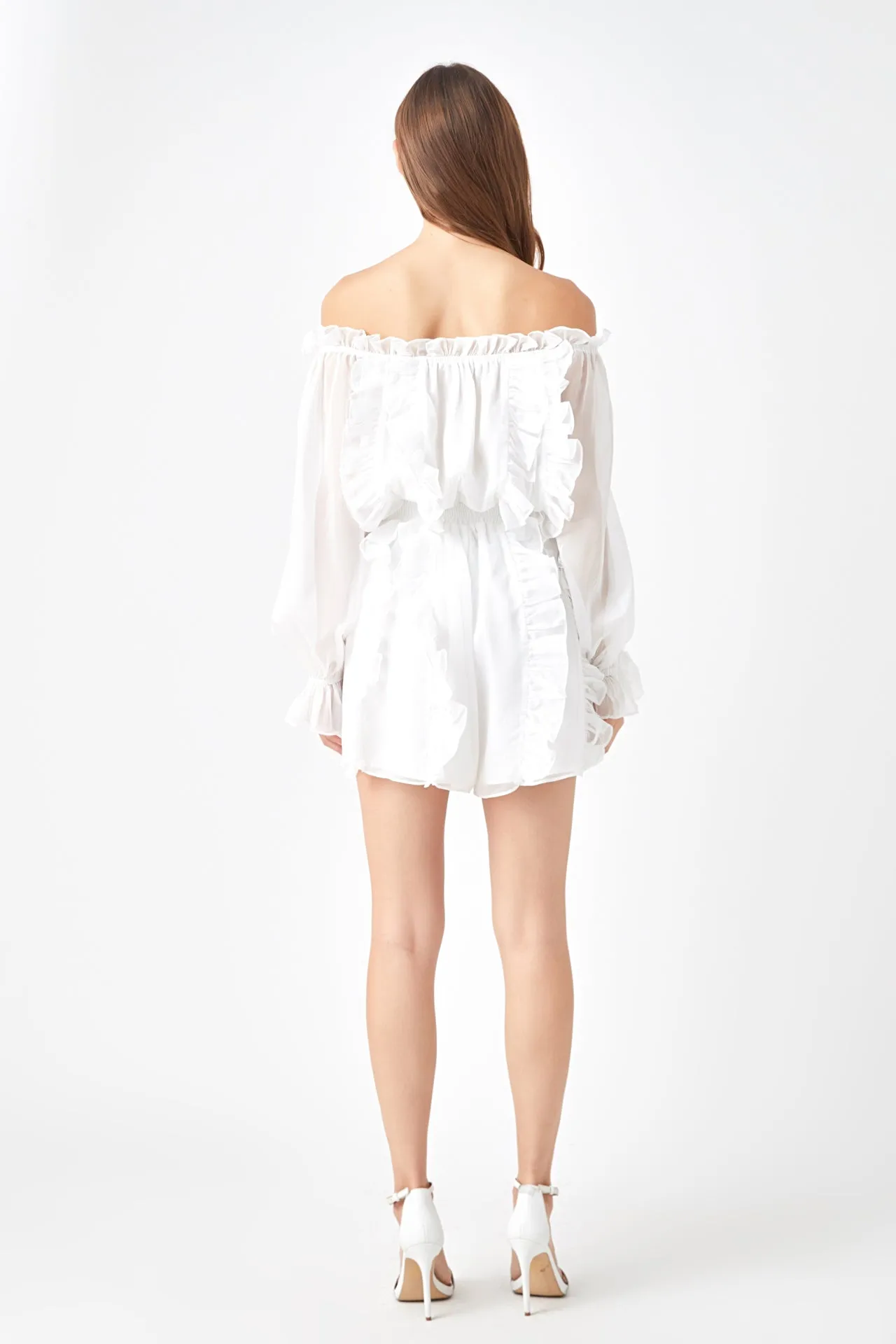 Off the Shoulder Ruffled Romper