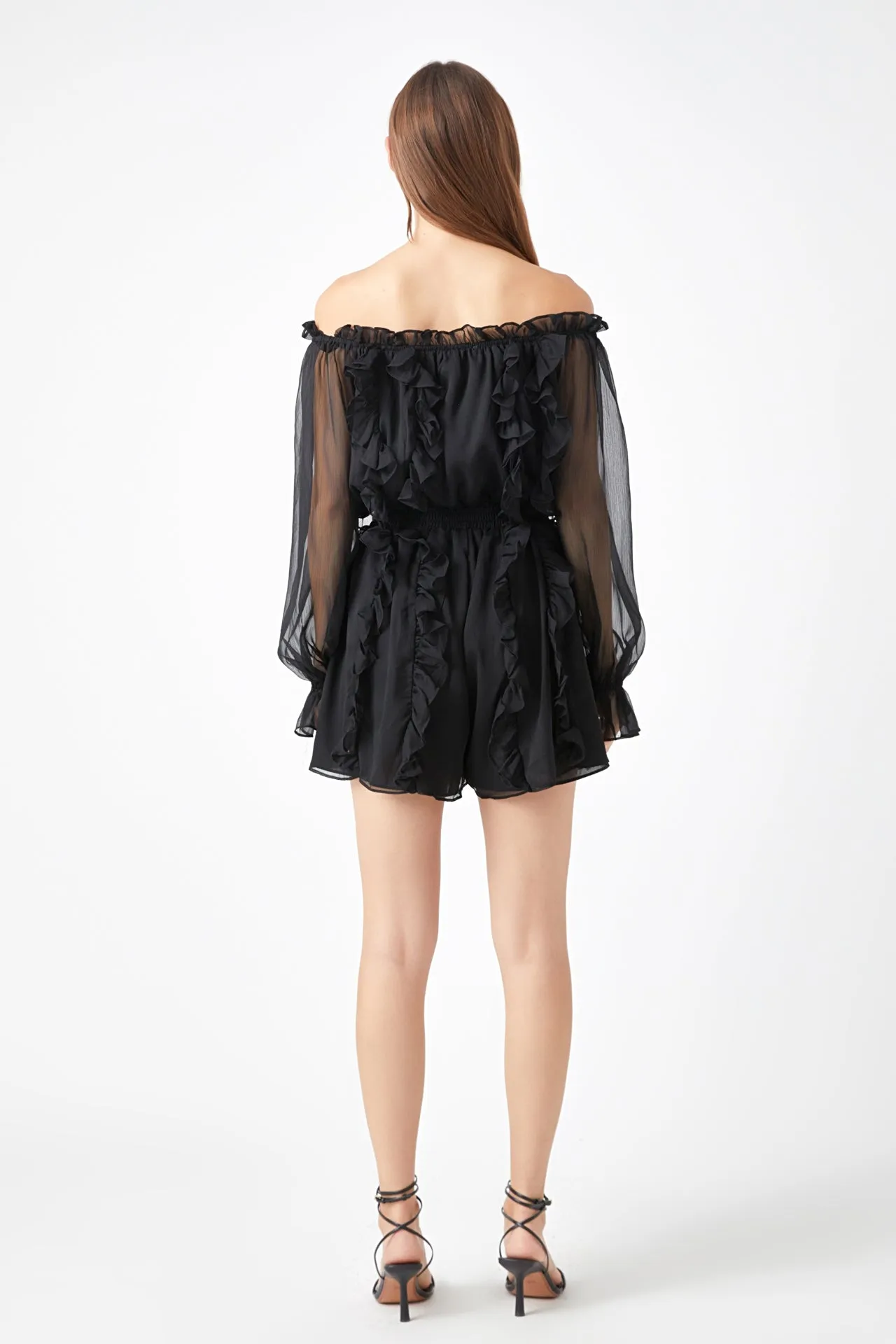 Off the Shoulder Ruffled Romper