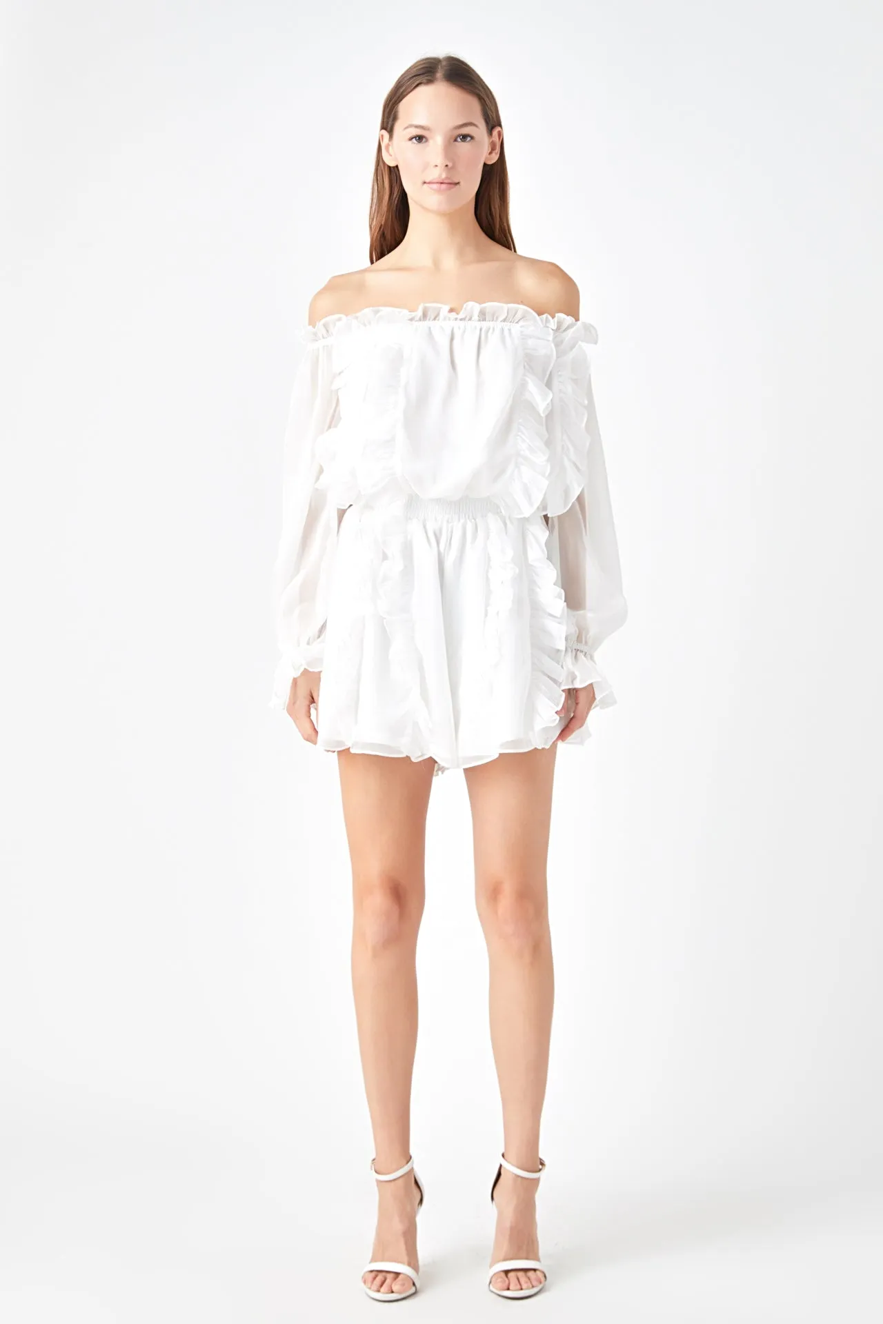 Off the Shoulder Ruffled Romper