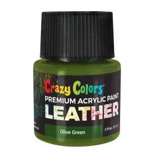 Olive Green Premium Acrylic Leather and Shoe Paint, 2 oz Bottle - Flexible, Crack, Scratch, Peel Resistant - Artist Create Custom Sneakers, Jackets, Bags, Purses, Furniture Artwork