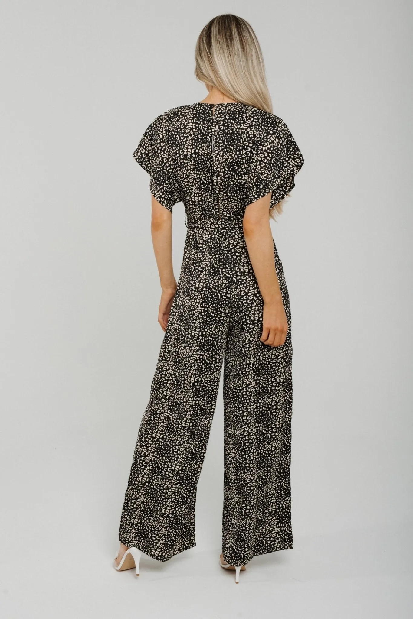 Polly Printed Jumpsuit In Black & Neutral