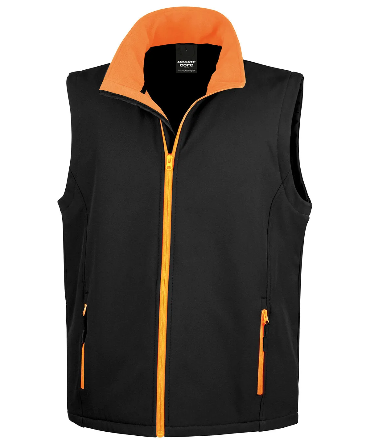 Printable softshell bodywarmer | Black/Orange