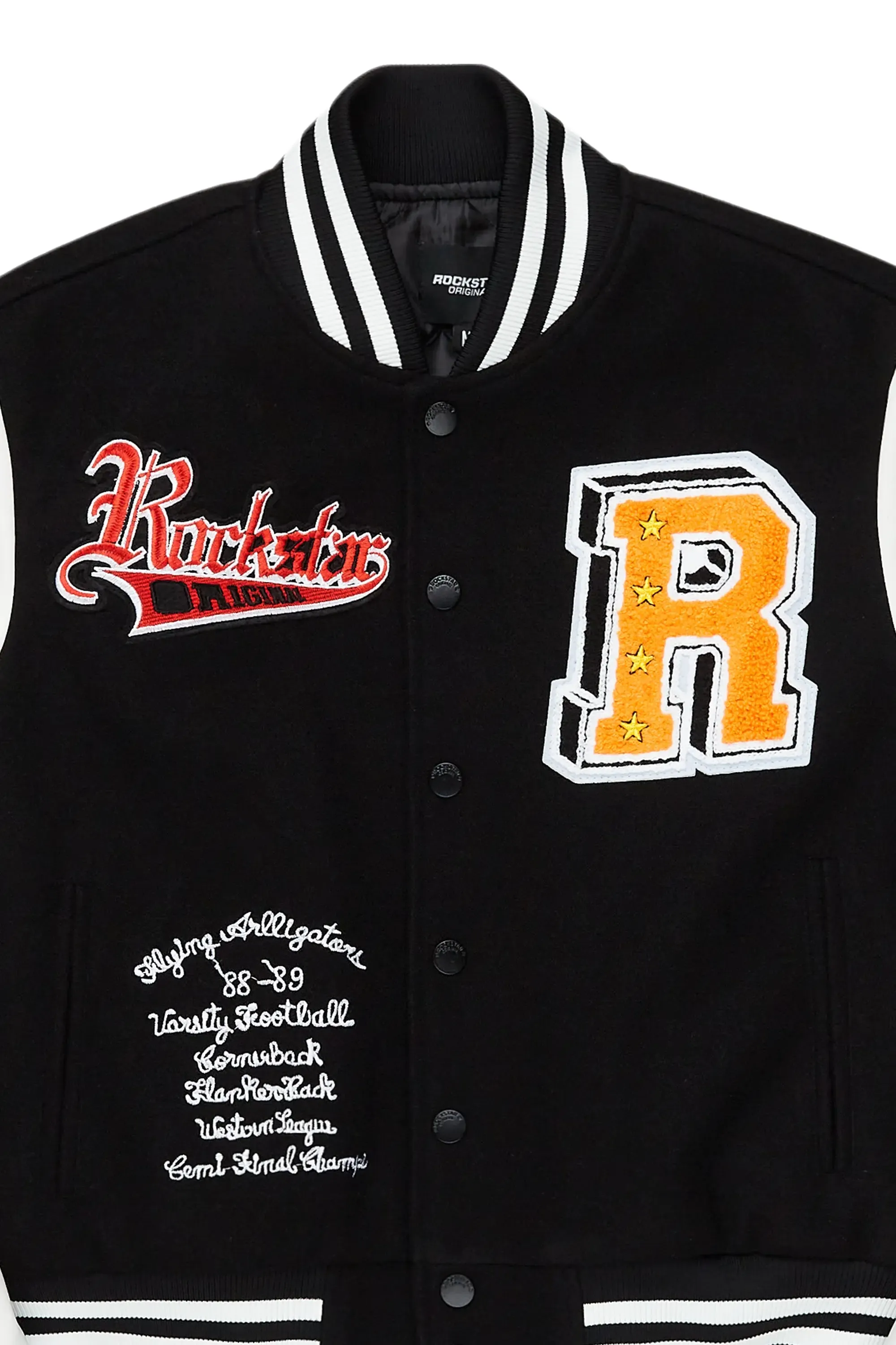 Rosalind Black Oversized Varsity Jacket