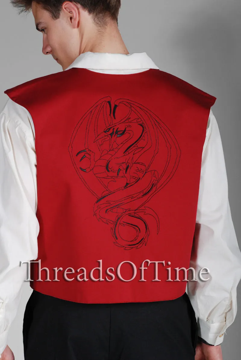 Short Vest - Plain and Embroidered - Celtic, Dragon, Pirate, Rampant Lion