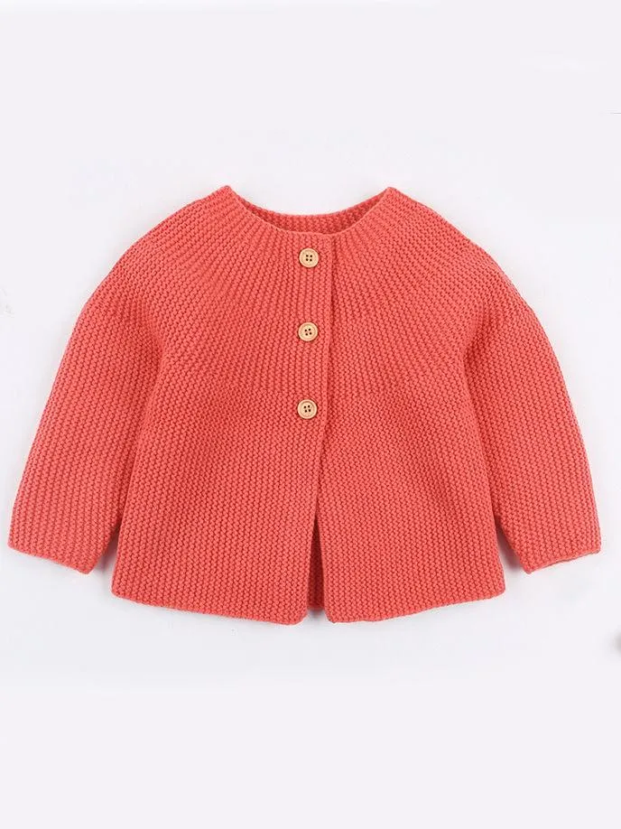 Solid Color Spanish Style Clothes Baby Girls Knitted Cardigan