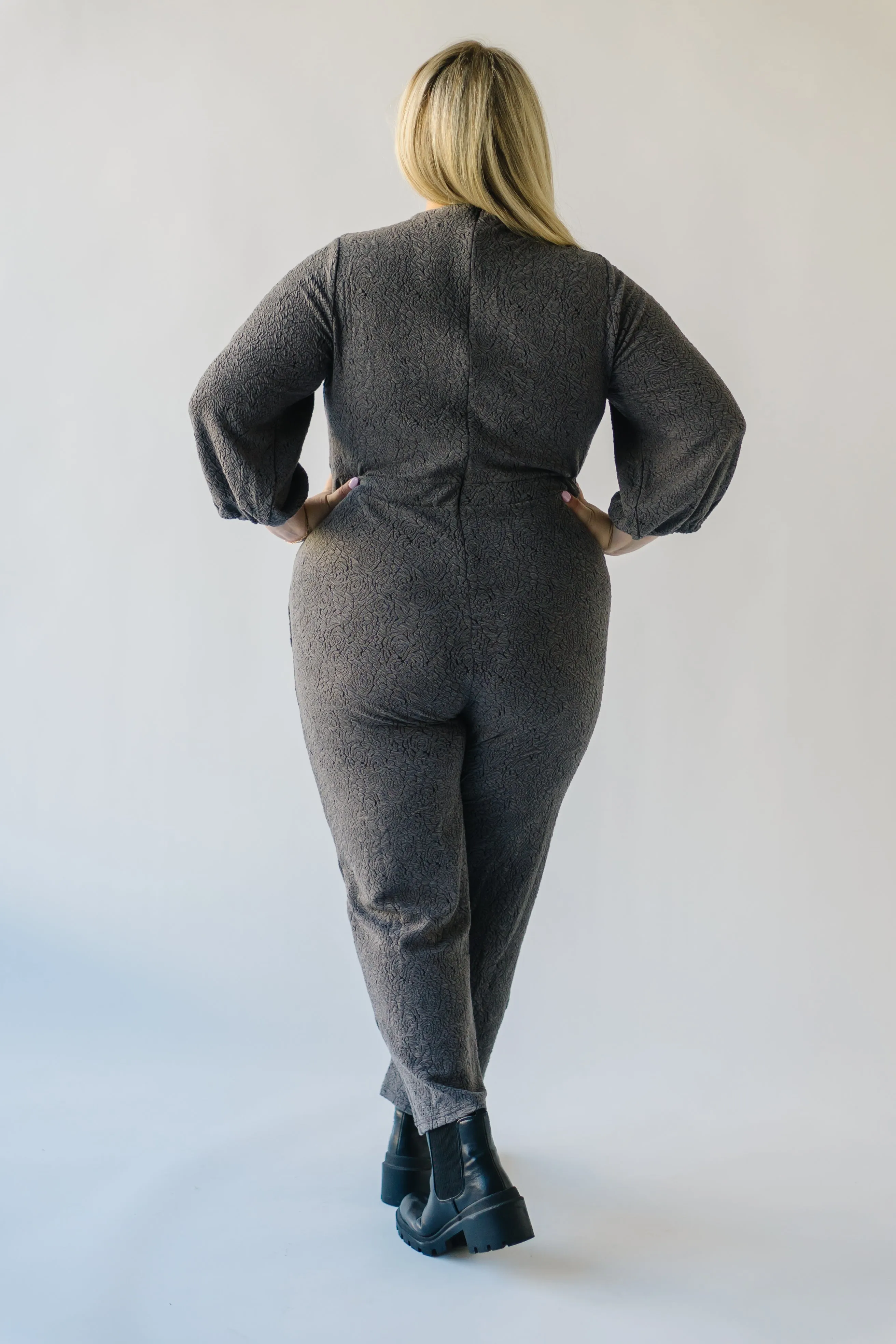 The Royston V-Neck Jumpsuit in Charcoal