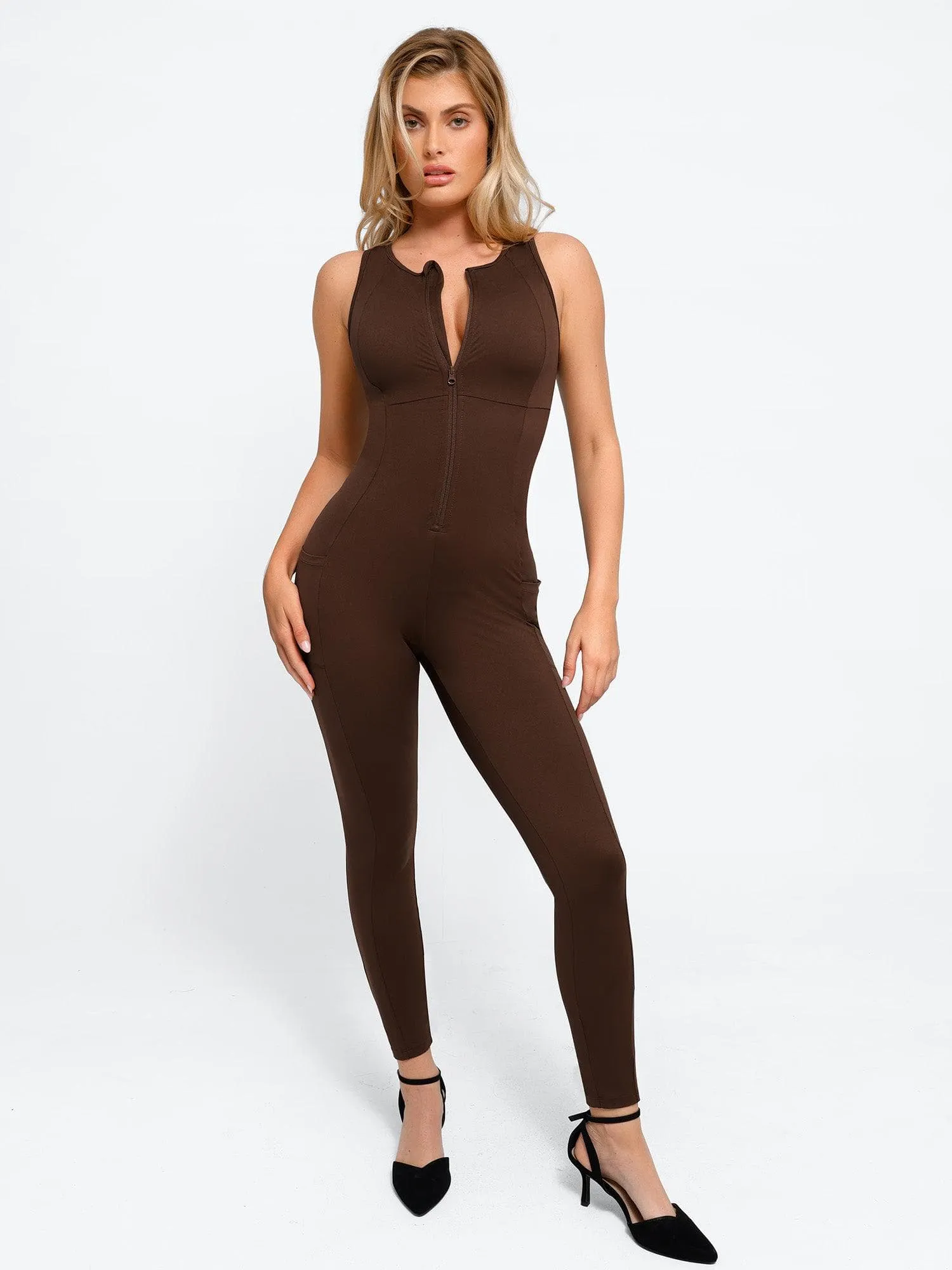 The Shapewear Jumpsuit Sleeveless Shapewear Zip Front