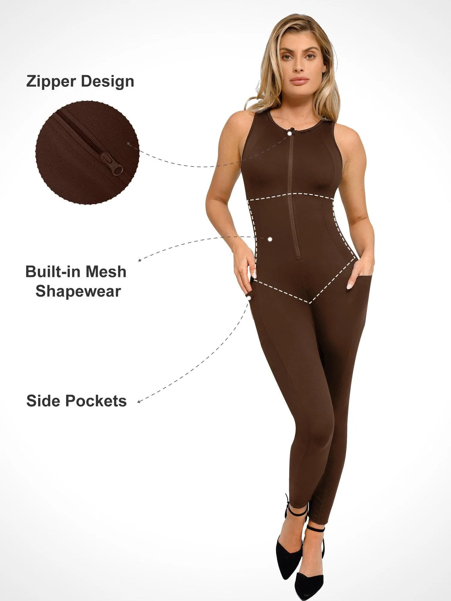 The Shapewear Jumpsuit Sleeveless Shapewear Zip Front