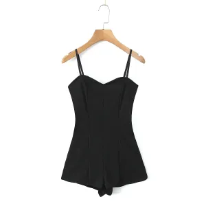 Uriel Black Spaghetti Strap Zipper Back Jumpsuit