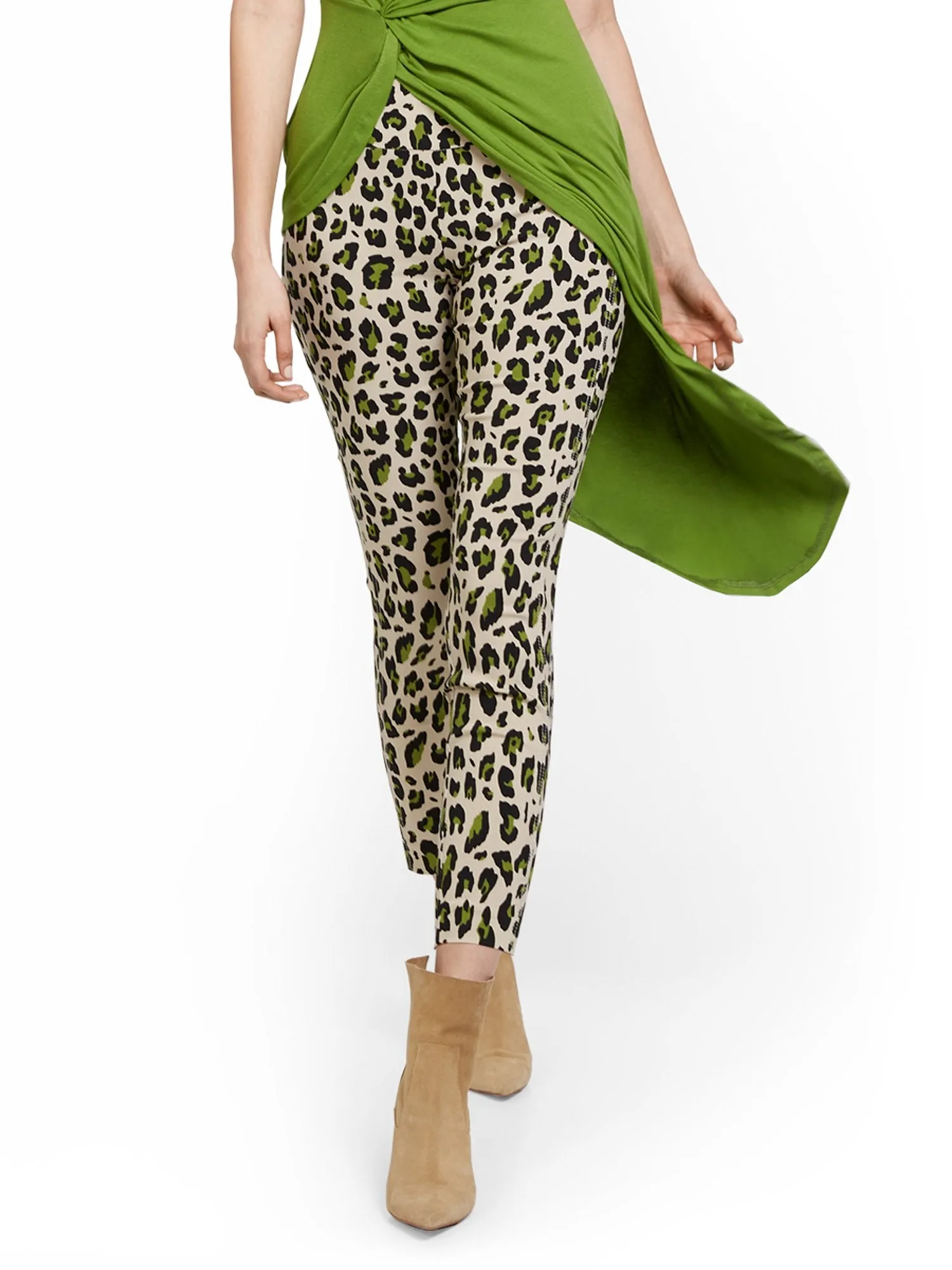 Whitney High-Waisted Pull-On Slim-Leg Ankle Pant - Animal Print