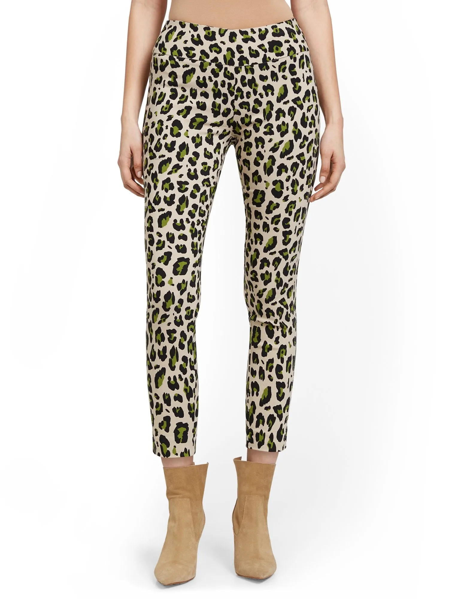 Whitney High-Waisted Pull-On Slim-Leg Ankle Pant - Animal Print