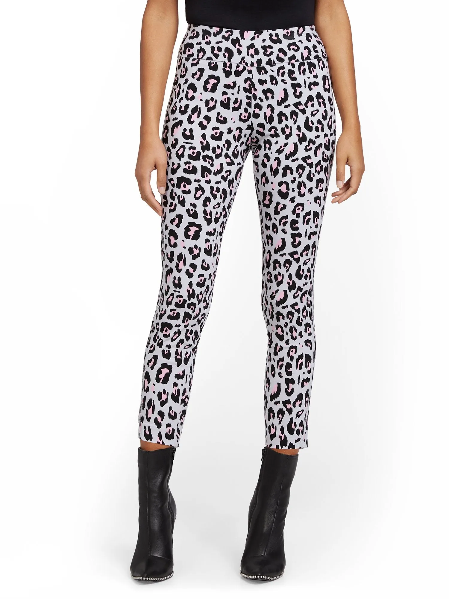 Whitney High-Waisted Pull-On Slim-Leg Ankle Pant - Animal Print