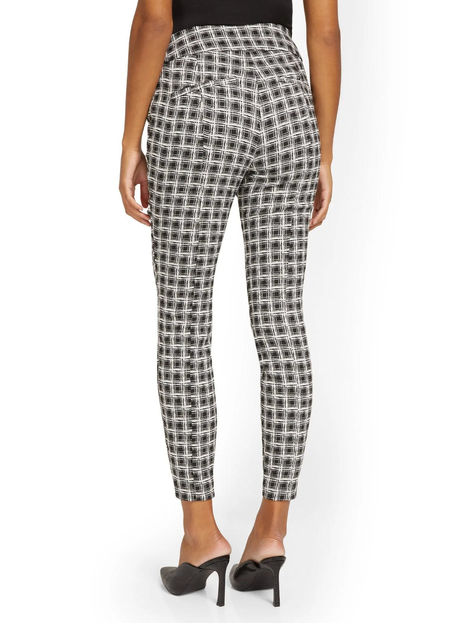 Whitney High-Waisted Pull-On Slim-Leg Ankle Pant - Check-Print