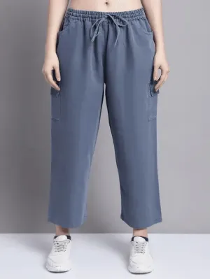 Women Grey multi pocket denim finish Culottes cargo cotton Pant 26