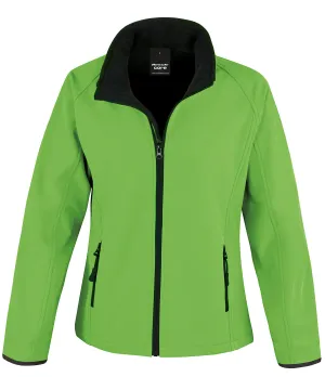 Womens Core printable softshell jacket | Vivid Green/Black